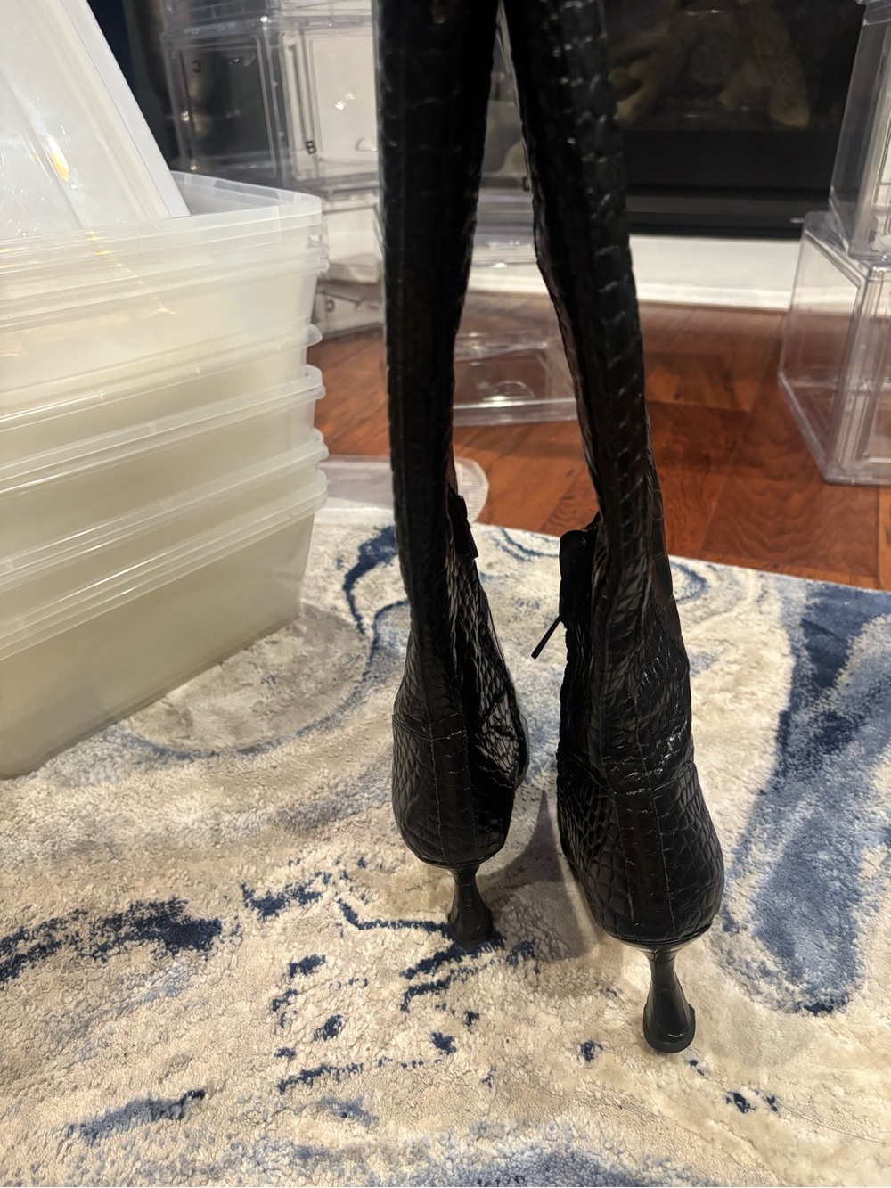 Sam Edelman Black Croc Embossed Knee-High Boots | Women’s Size 8 - Picture 6 of 6